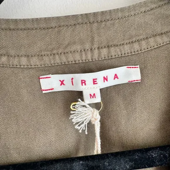 New Xirena Wylder Jumpsuit Olive Green Button Belted Pockets Straight Leg Sz M